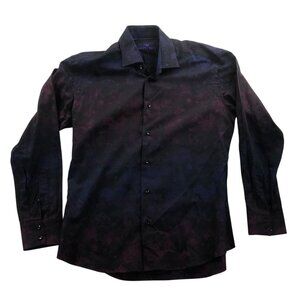 Bertigo Mens Shirt Large Black Floral Long Sleeve Button-Up Classic Y2K Casual